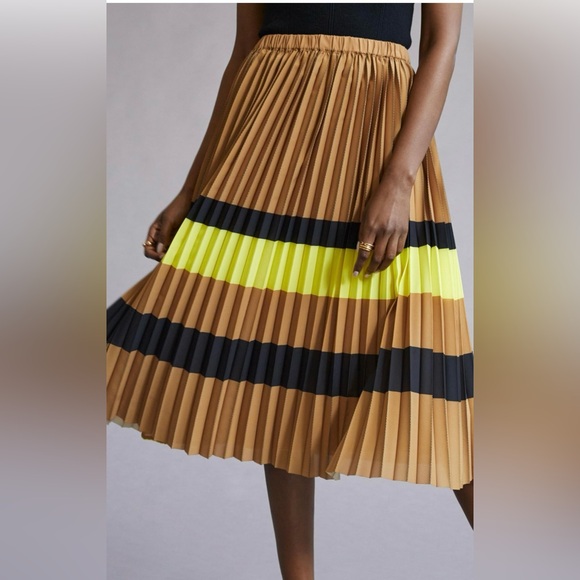 Anthropologie Maeve Pleated Stripe Skirt - Picture 5 of 11
